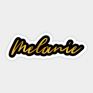 Melanie Name Hand Lettering in Faux Gold Letters Sticker